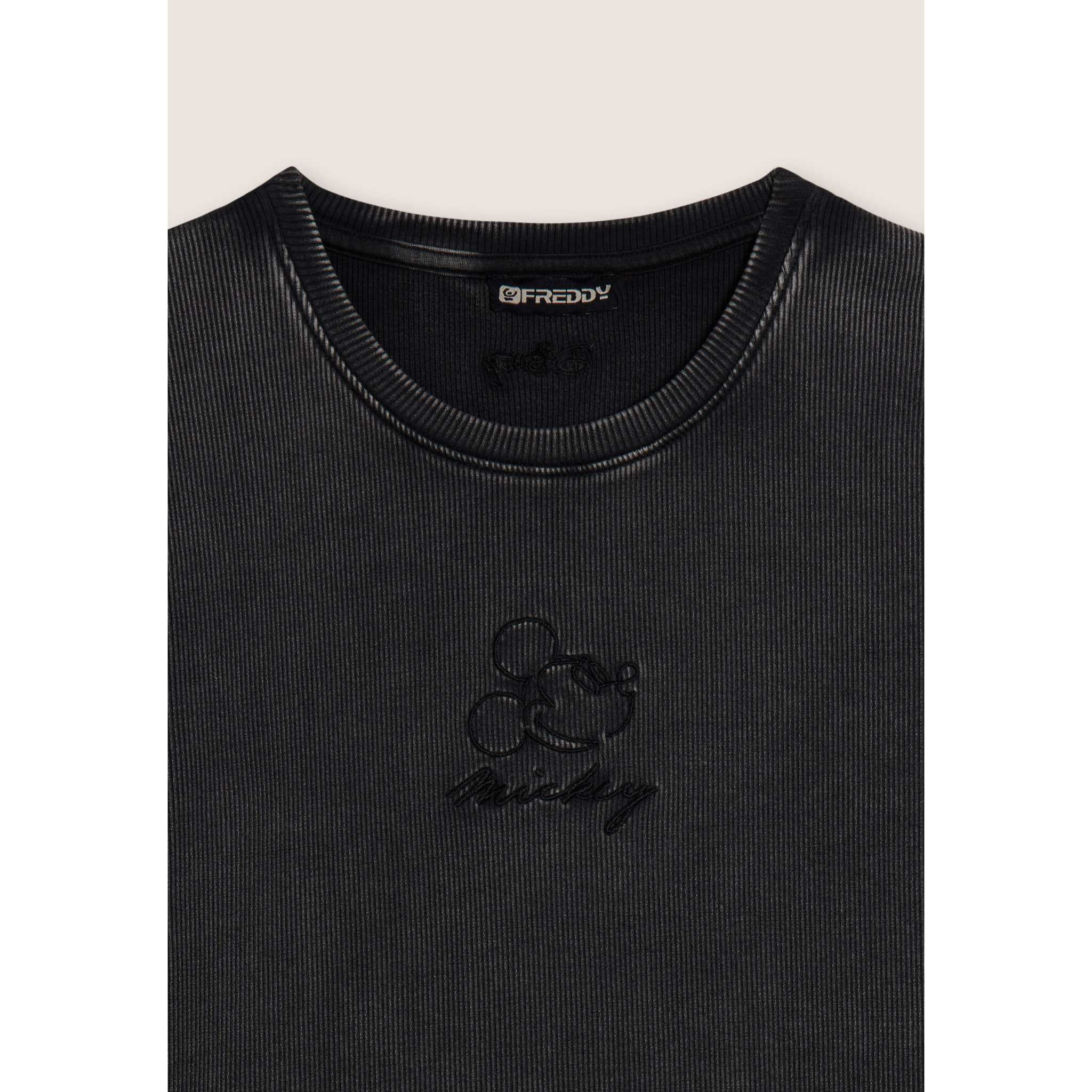 T-shirt cropped da donna a manica lunga con ricami Disney