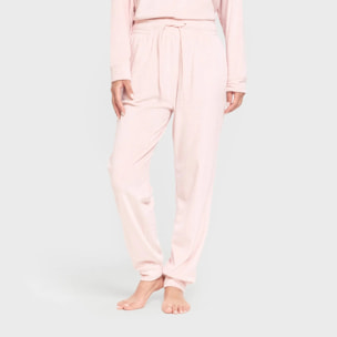 Pigiama in velluto super soft tinta unita rosa cipria