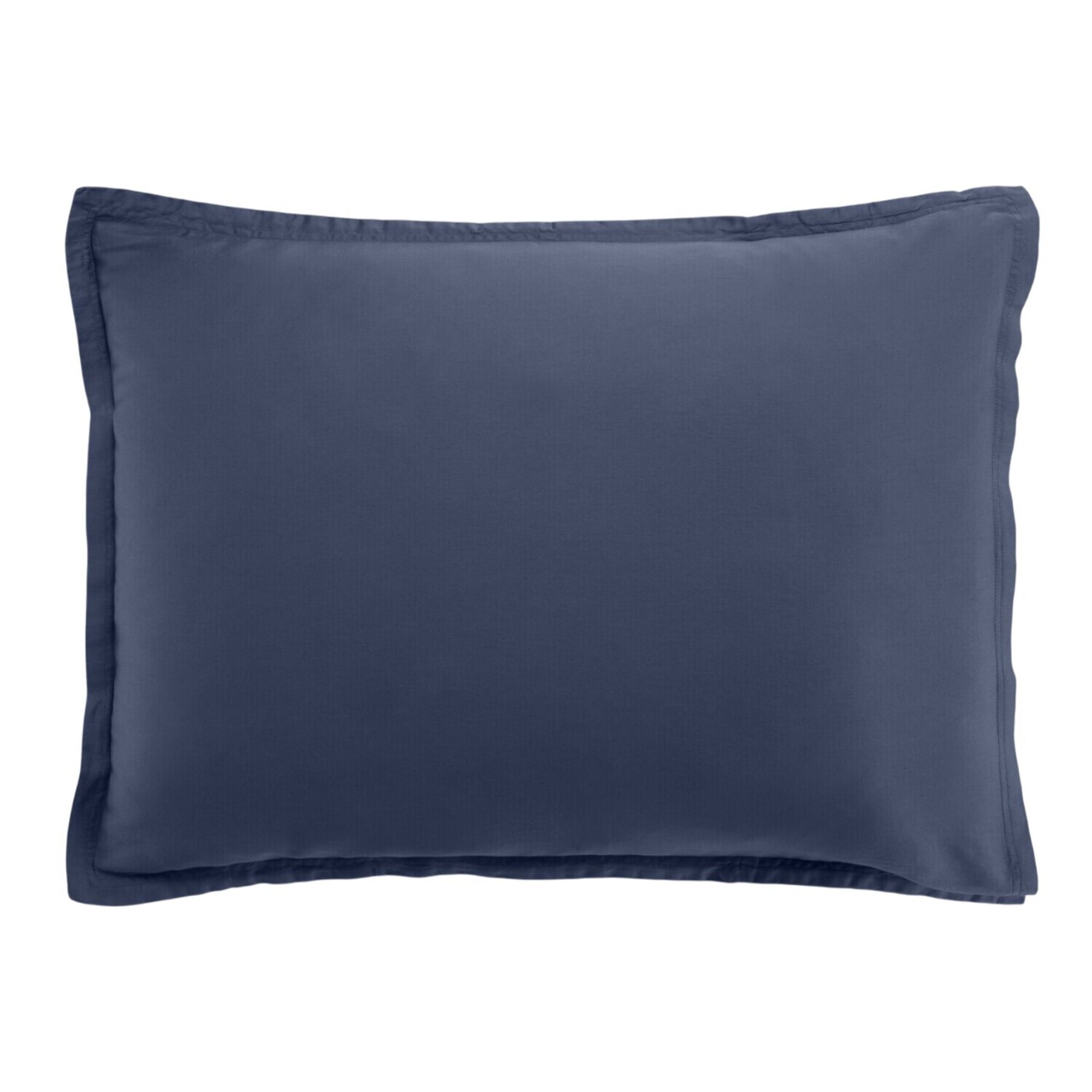 Paire de taies d'oreiller 100% satin de coton lavé 105 fils bleu marine