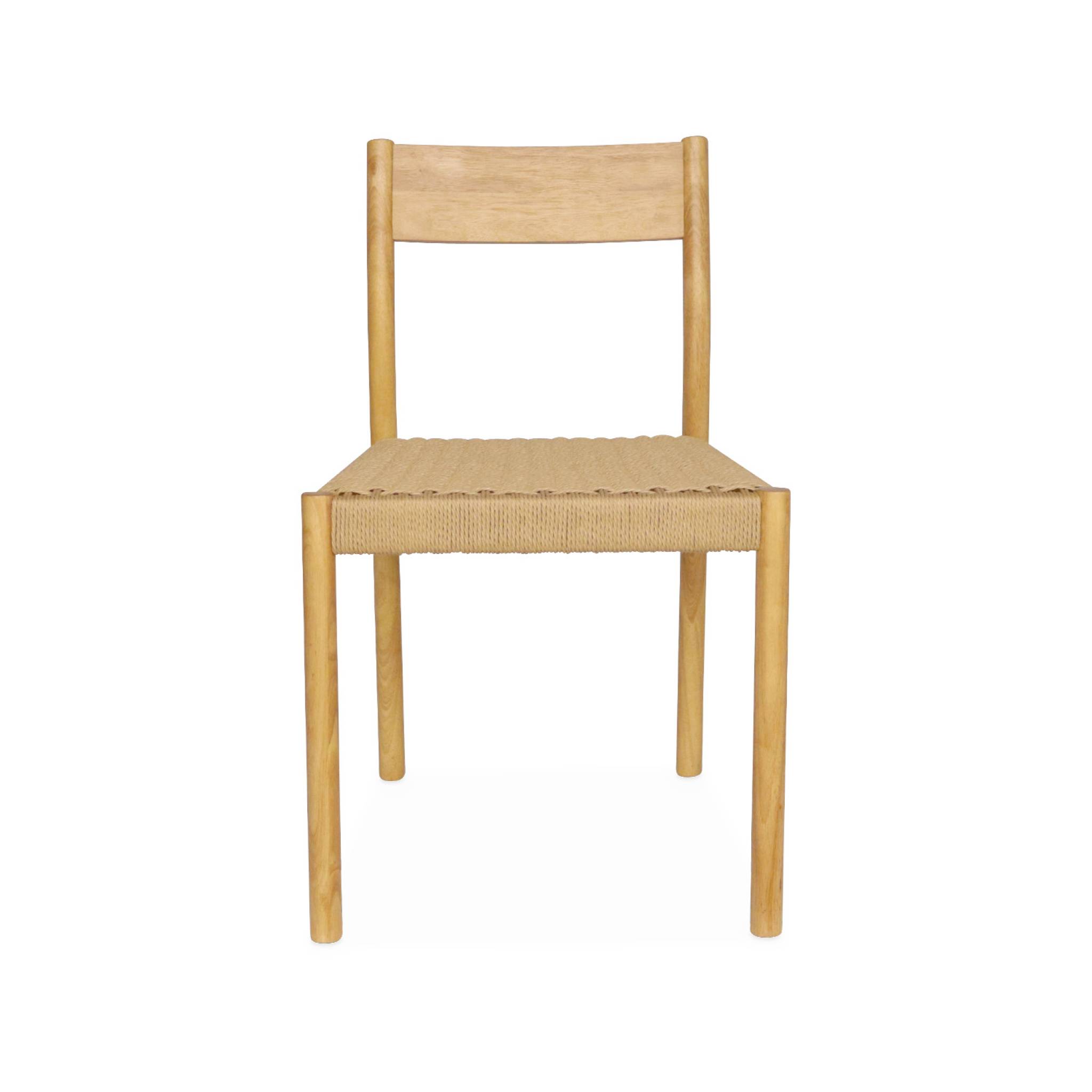 Lot de 2 chaises naturelles en bois et cordage. Ella. L 49.5 x P 53 x H 82cm