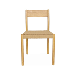 Lot de 2 chaises naturelles en bois et cordage. Ella. L 49.5 x P 53 x H 82cm