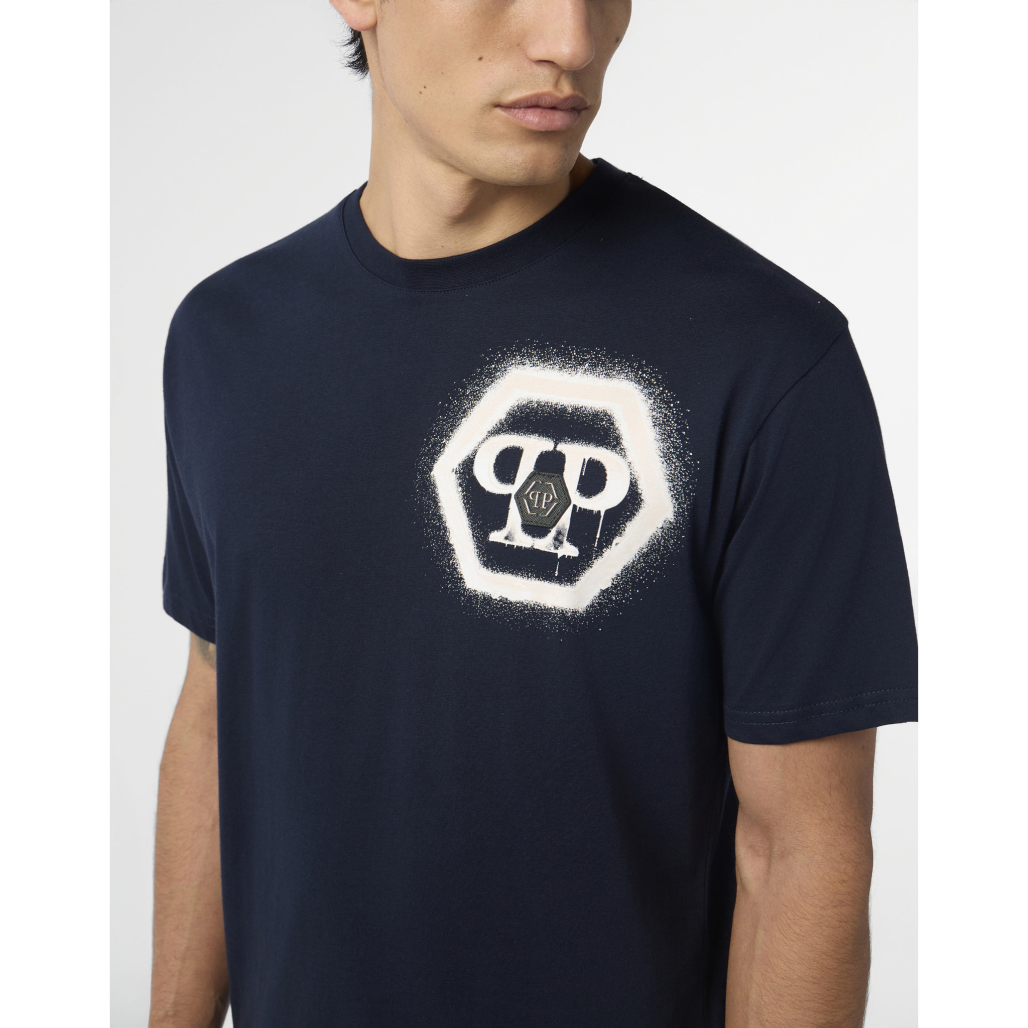 PHILIPP PLEIN Round Neck T-Shirt Spray Hexagon