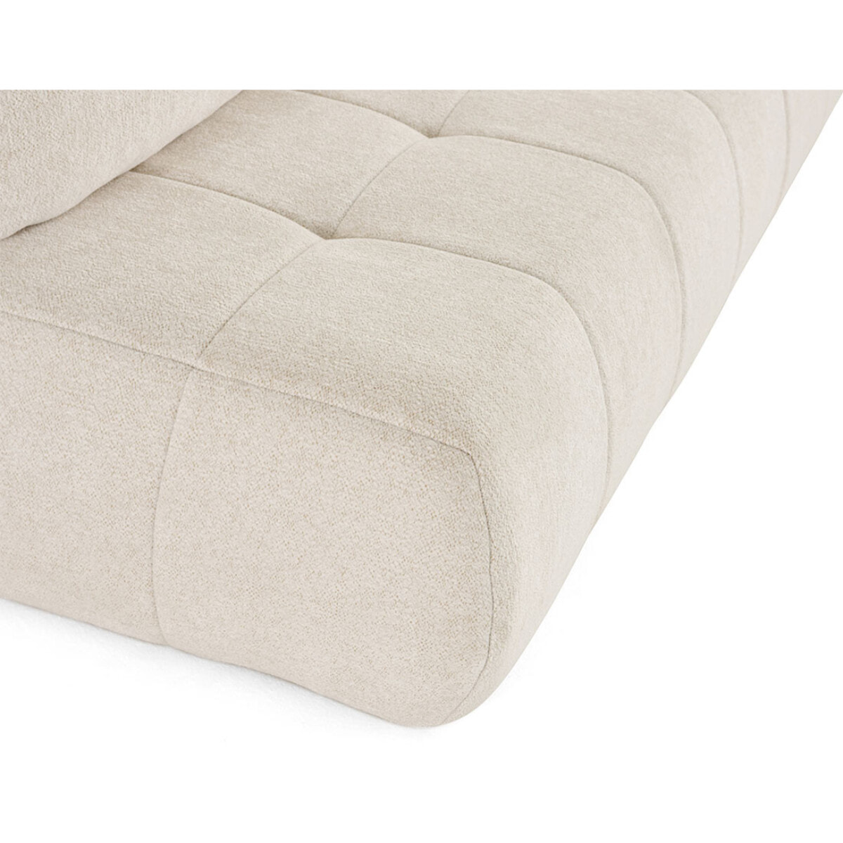 Bowie - canapé 3 places convertible coffre + coussin rond inclus en tissu texturé - Beige