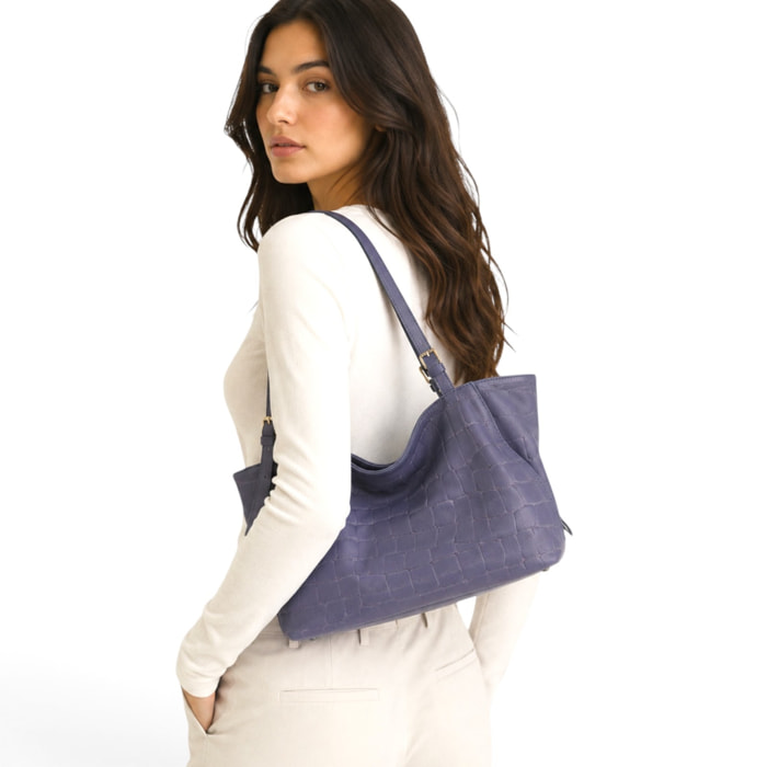 Borsa a Spalla Cheval Firenze Sarin Croc Blu Scuro