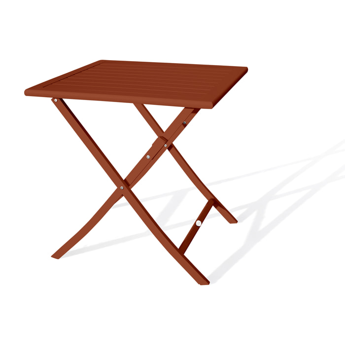 MARIUS - Table de jardin pliante en aluminium terracotta