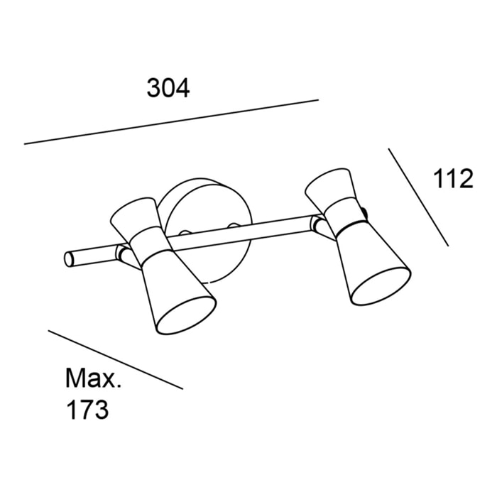 Forlight Eufo lampara aplique doble negro con acabado oro para bombilla GU10