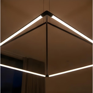 LEDS C4 Lámpara Colgante Tubs 1200MM LED 38W Blanco Cálido 2700K Negro para Interior,