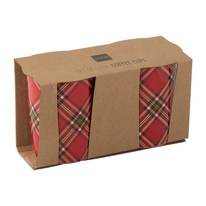 J-Line tasse Plaid - céramique - rouge - boîte de 2