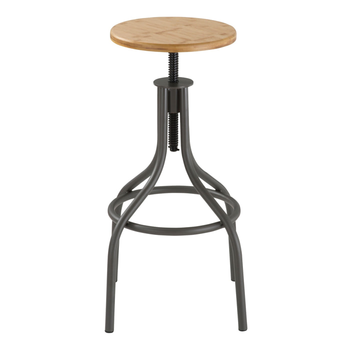 Tabouret réglable en hauteur Tomasucci PAJO, en acier et bois, gris