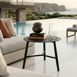 Table basse de jardin en aluminium noir Ø 60 cm STOCKHOLM