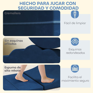Juego de 7 Bloques de Espuma para Niños, Bloques de Psicomotricidad, Figuras de Construcción, Juguete para Aprendizaje para Escalar y Gatear, Azul Oscuro