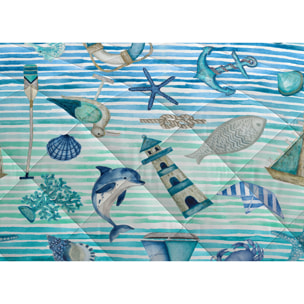 Trapuntino Estivo Leggero 100gr Ideale Primavera/ Estate Disegno Mare Azzurro