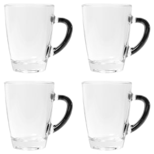 Set 4pcs tazas 0.30l cristal black & white benetton