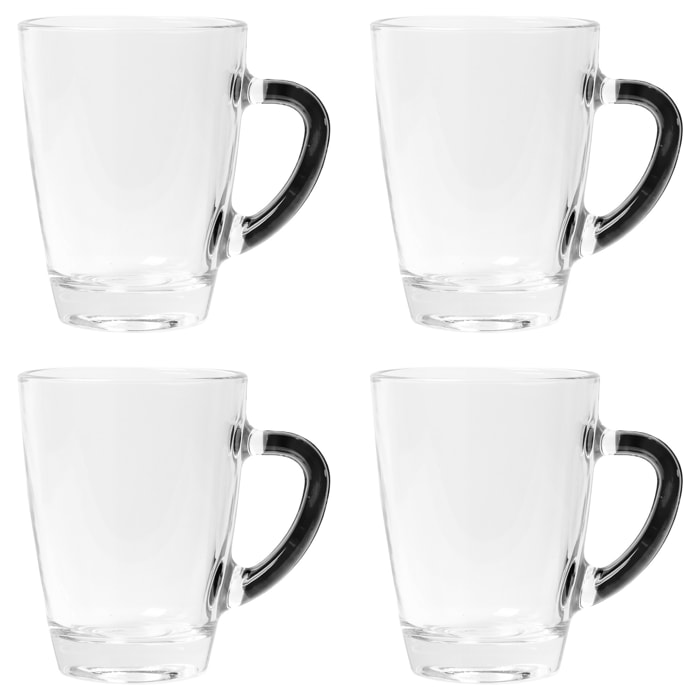 Set 4pcs tazas 0.30l cristal black & white benetton