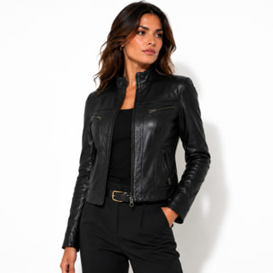 Giubbino in vera pelle di vitello Nero