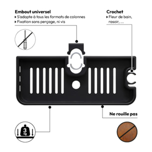 Étagère pour colonne de douche noir