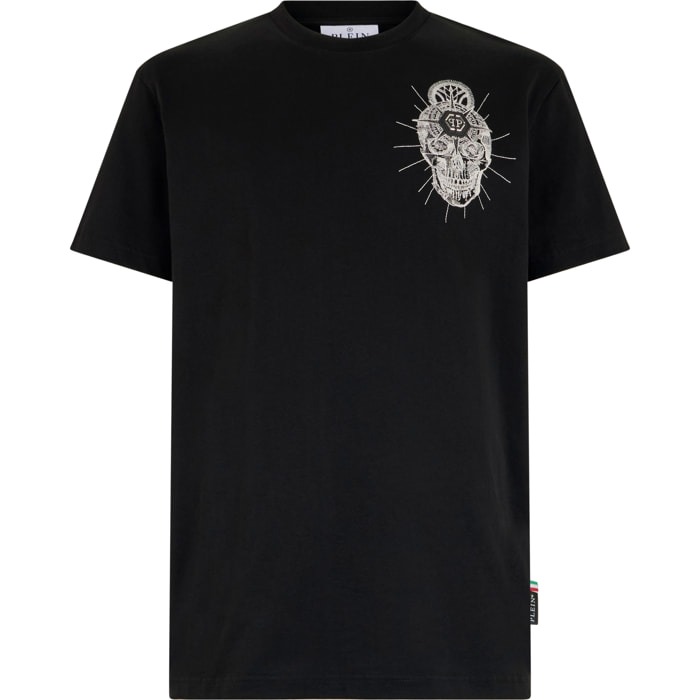 PHILIPP PLEIN Round Neck T-Shirt Chest Embroidery Skull