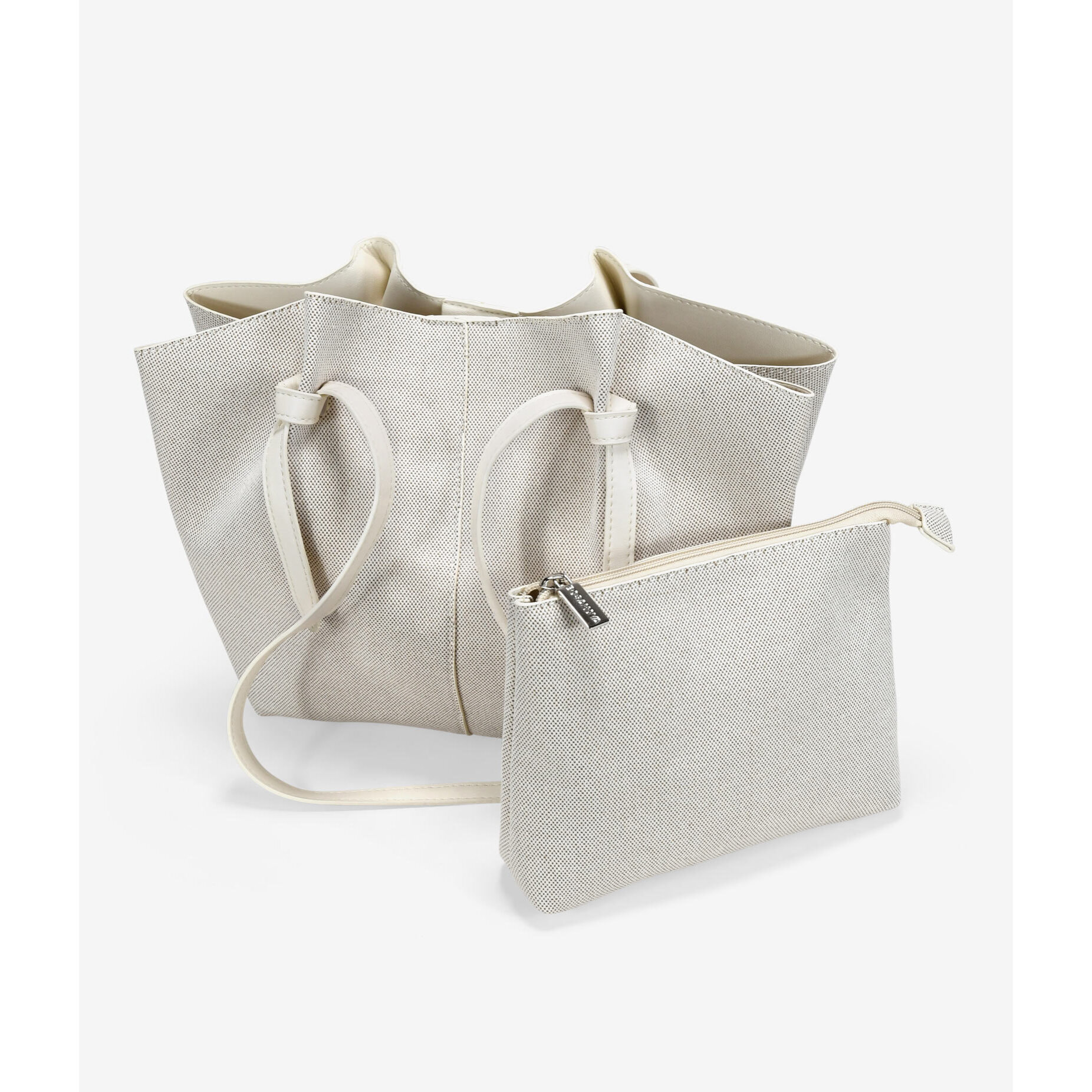 Bolso de hombro beige en canvas