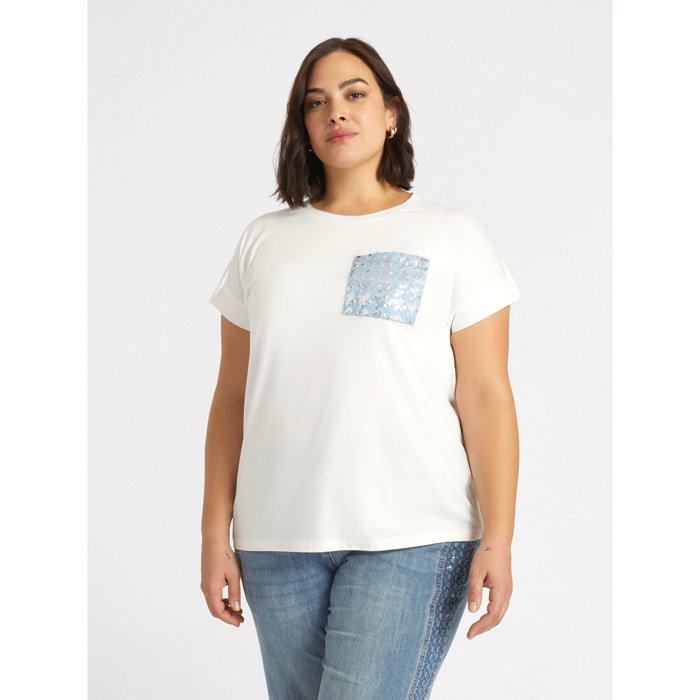 Fiorella Rubino - T-shirt con tasca ricamata - Bianco