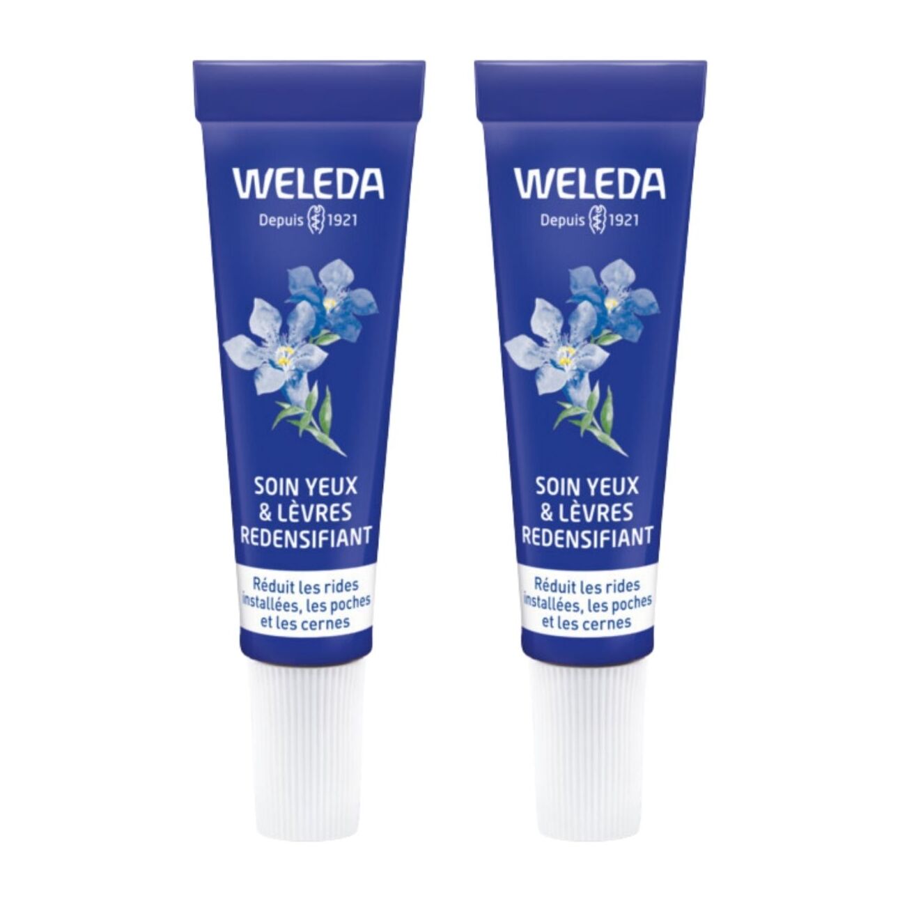 WELEDA - Duo Soin Yeux & Lèvres redensifiant GENTIANE BLEUE ET EDELWEISS - Soin anti-âge redensifiant pour les femmes dès 50 ans - NATRUE - 2x10 ml