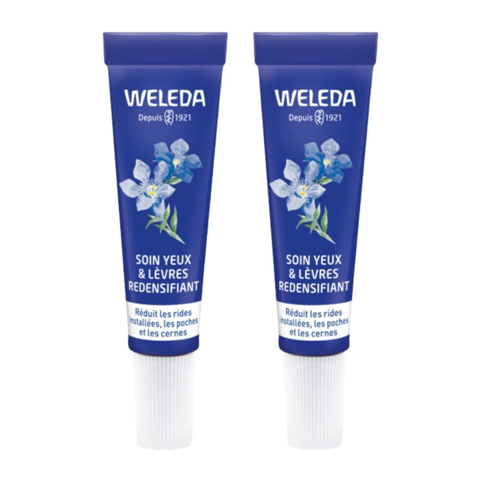 WELEDA - Duo Soin Yeux & Lèvres redensifiant GENTIANE BLEUE ET EDELWEISS - Soin anti-âge redensifiant pour les femmes dès 50 ans - NATRUE - 2x10 ml