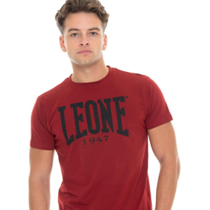 Camiseta básica de algodón elástico de manga corta con logo Leone 1947
