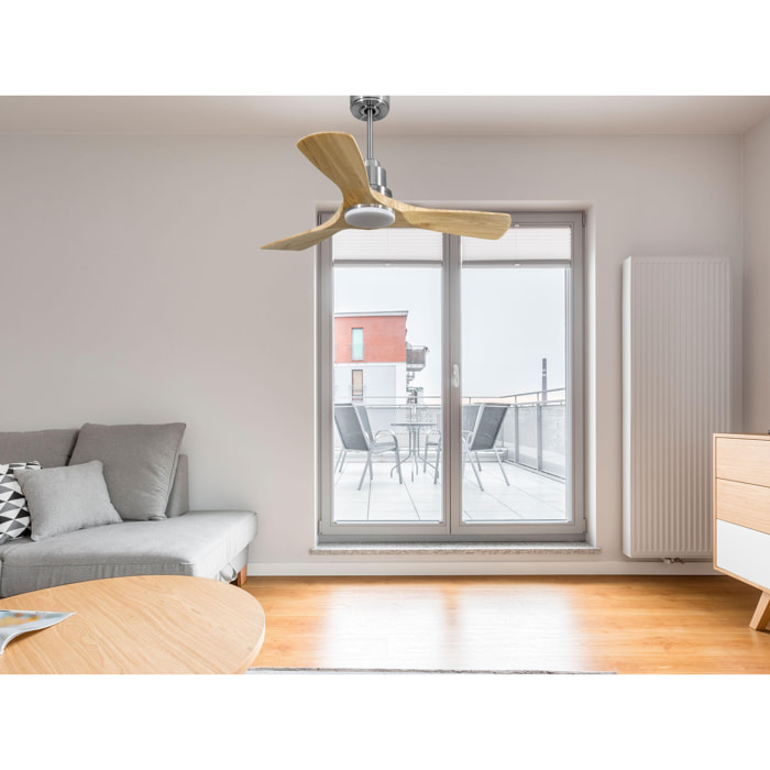 Ventilateur de plafond Réversible  Thermostat Dimmable Wifi Moteur à courant continu Toits en pente Télécommande Lumière à trois tons Hypersilence Mémoire