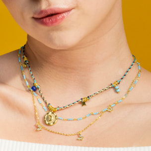 Collar con Cristal Azul Oscuro acabado oro 18k