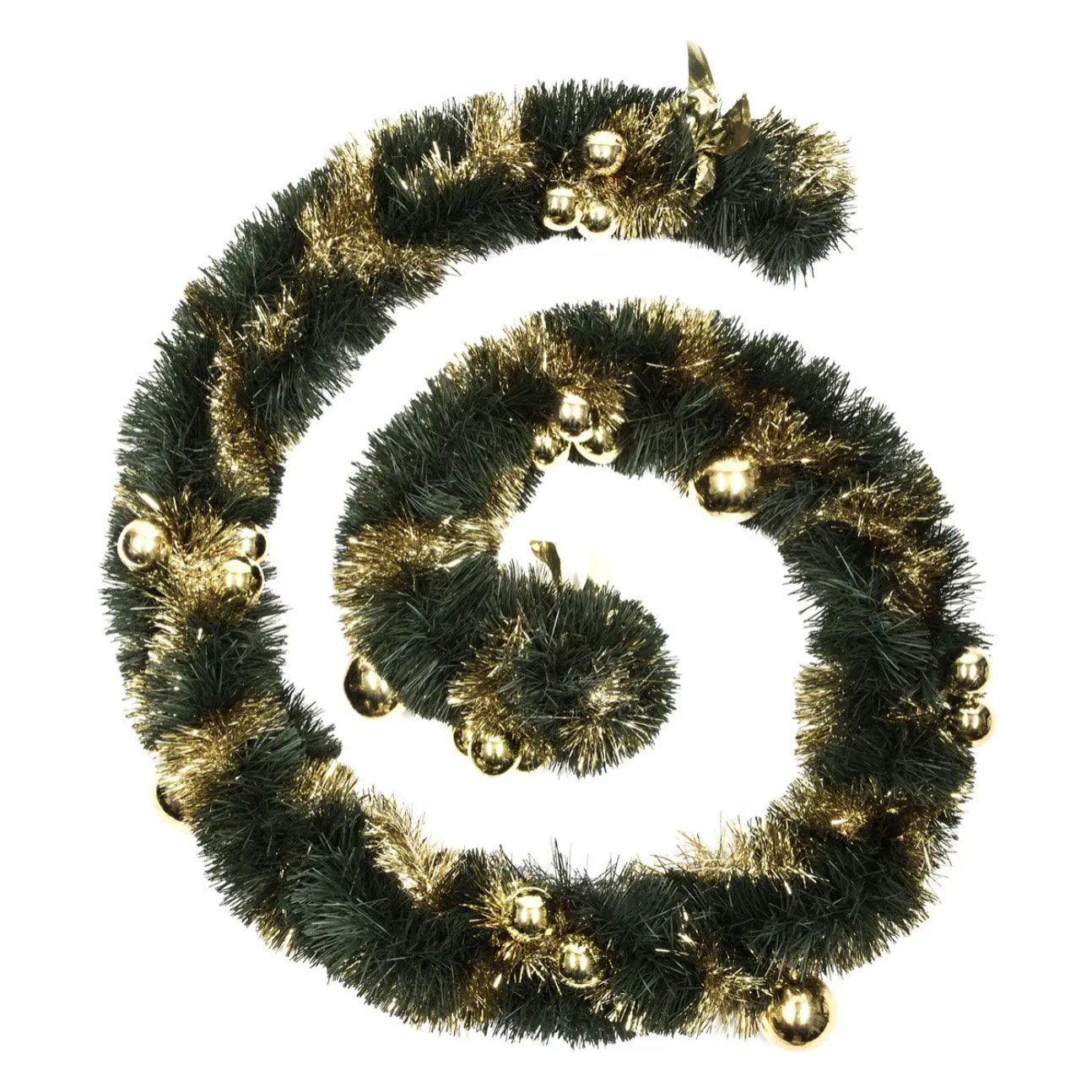 Guirlande de Noël verte boules or D10 x 270cm