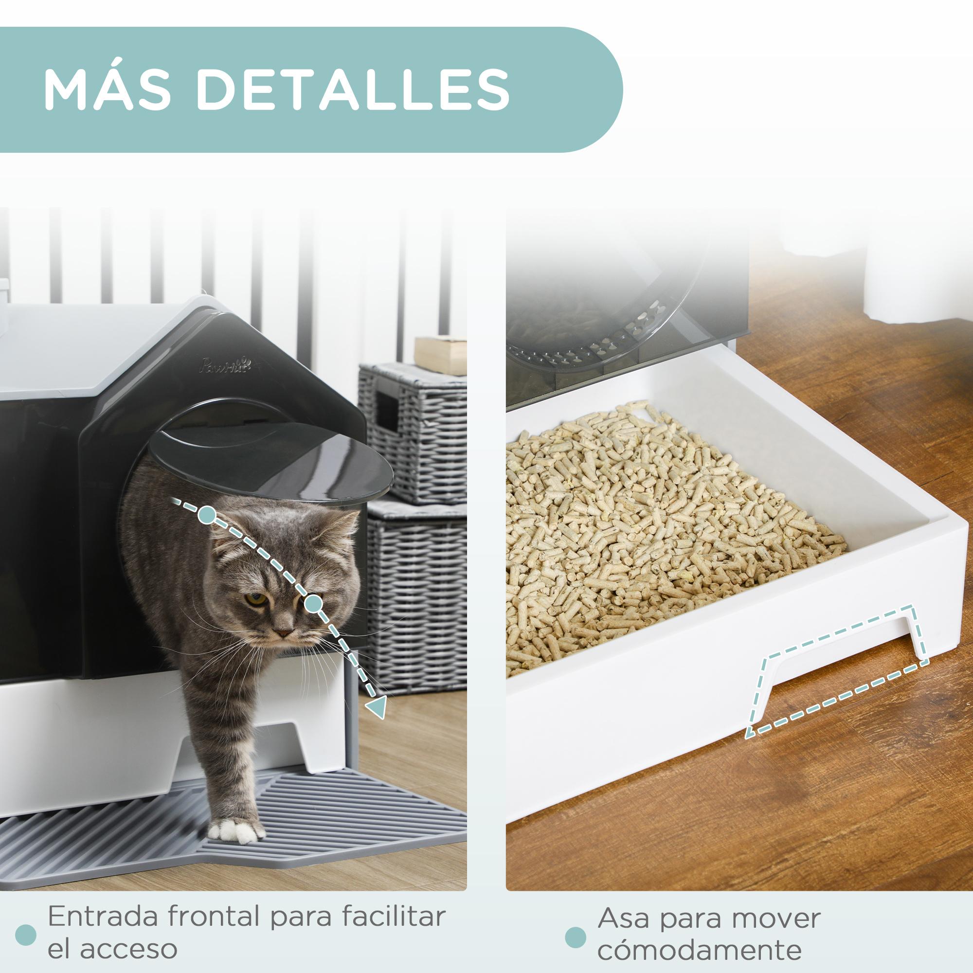 Arenero Cubierto para Gatos Caja de Arena Cerrada para Gatos con Bandeja Extraíble Pala Pedal Exterior y Filtro Desodorizante 47x45x42 cm Gris