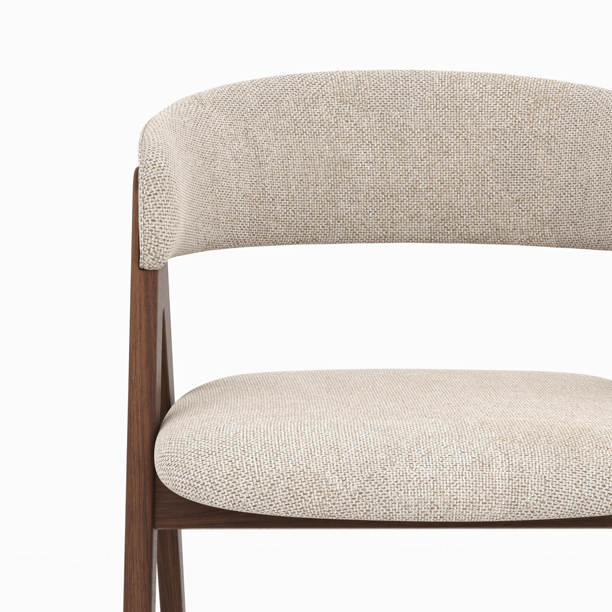 Chaise en bois foncé et tissu beige foncé - Isis