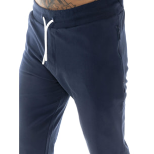 Tuta da uomo in cotone non garzato con colletto e zip Leone Basic