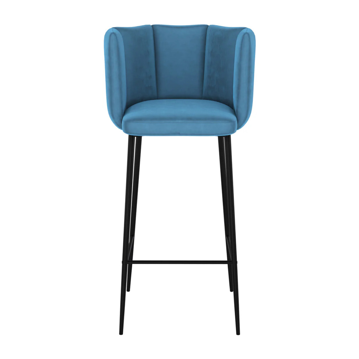 Lot de 2 chaises de bar en velours bleu 75 cm - Rosy