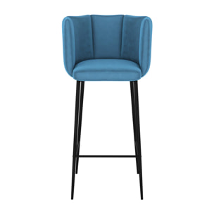 Lot de 2 chaises de bar en velours bleu 75 cm - Rosy