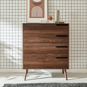 Commode décor bois de noyer 4 tiroirs NEPAL