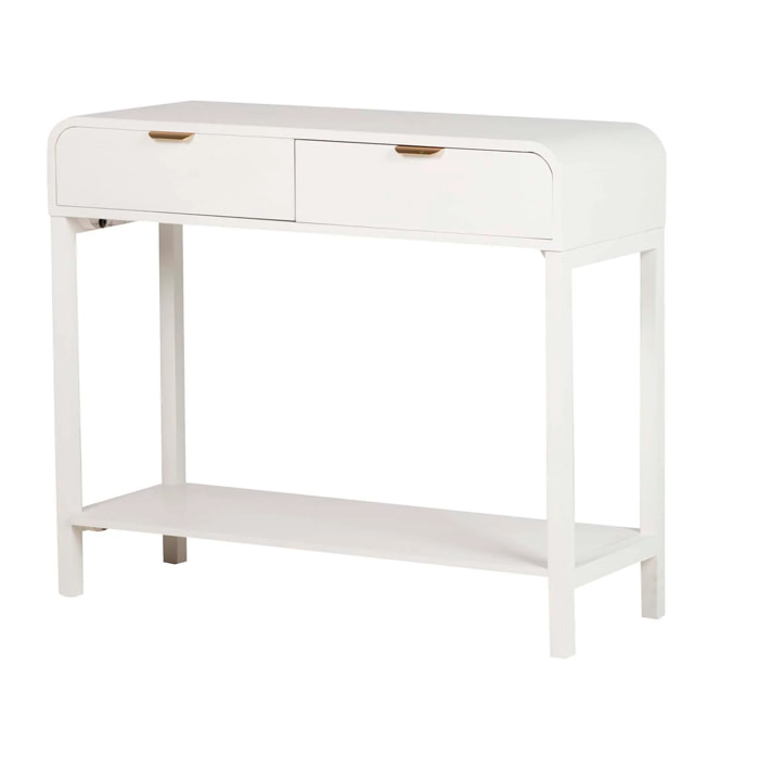 Consola Mdf Pino Blanco Dorado 90x32x75 Cm
