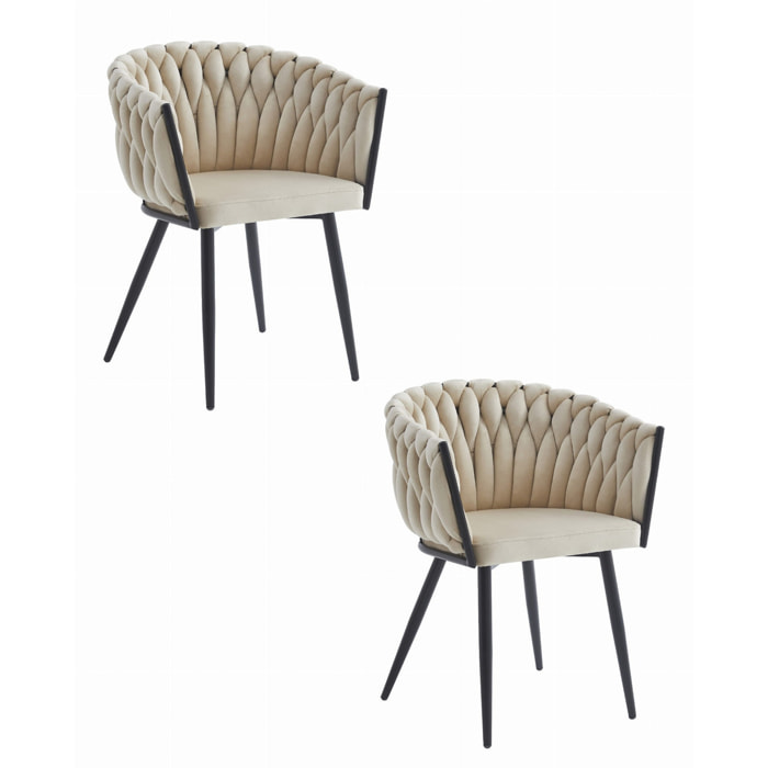 Set di 2 sedie Orion in velluto beige e metallo nero