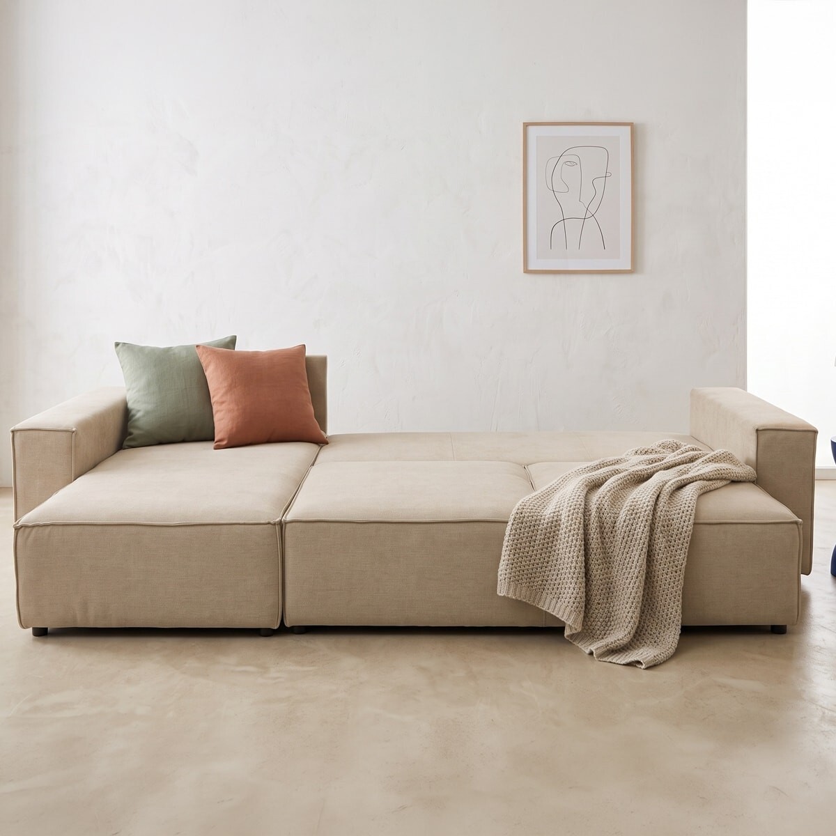 Canapé d'angle convertible 5 places en tissu chenille - HARPER