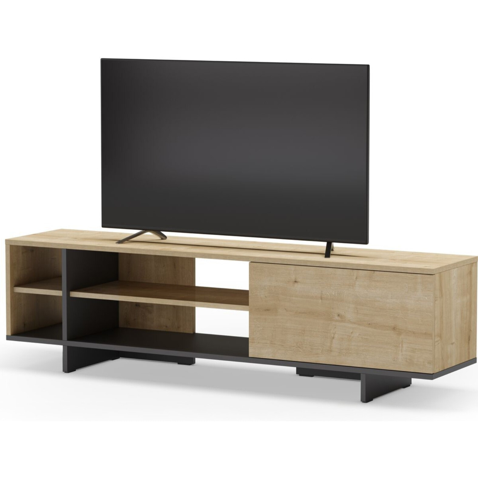 Meuble Tv 1 porte décor chêne - ALICIA