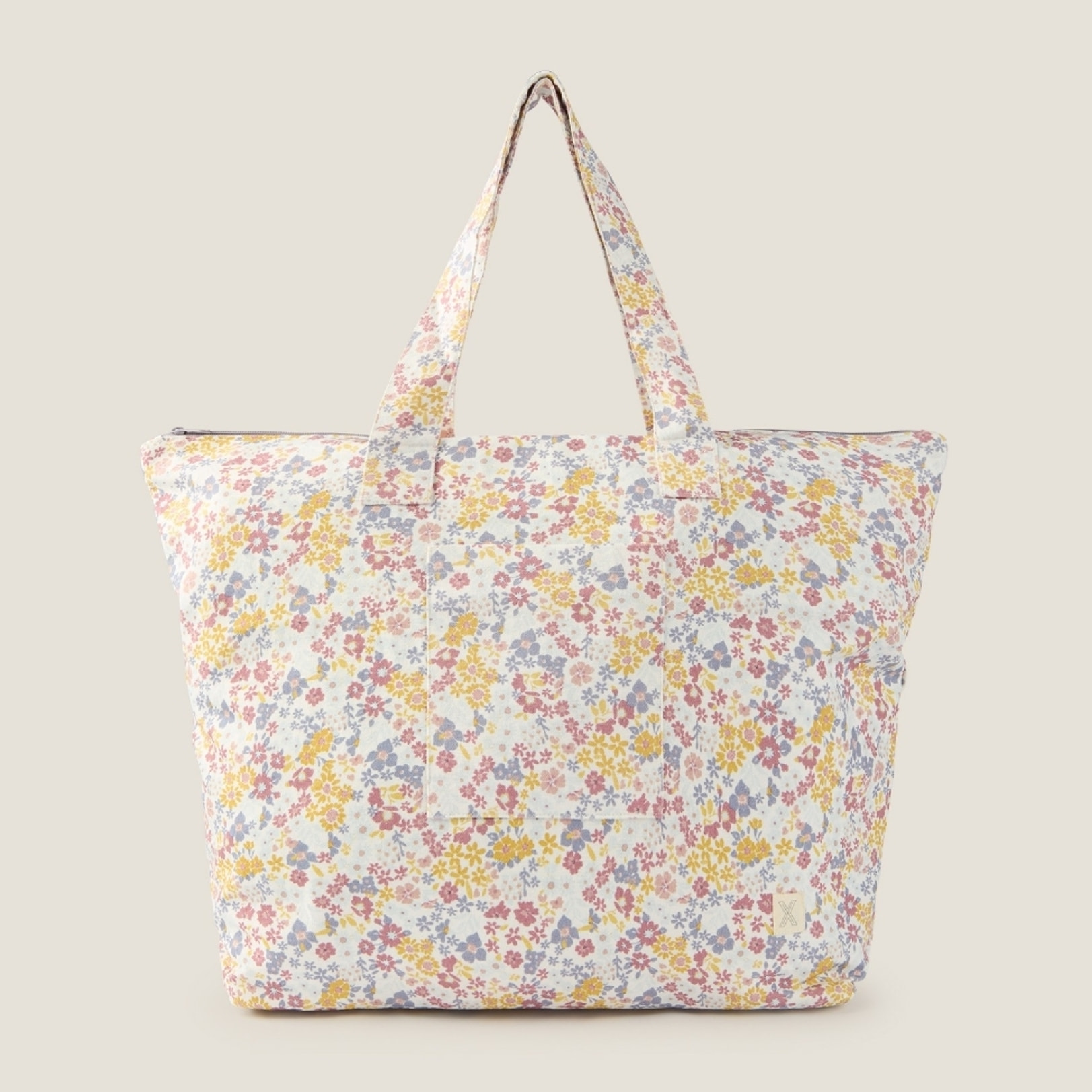 Bolso de playa algodón flores Champri color lila