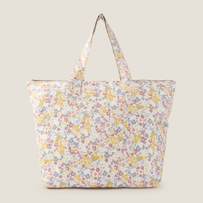 Bolso de playa algodón flores Champri color lila