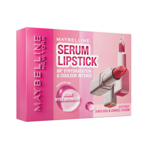 Maybelline New York Coffret Rouge à Lèvres Sérum Maybelline Sérum Lipstick 002 Maybe It's, 004 Wild Card, 108 Fit Check