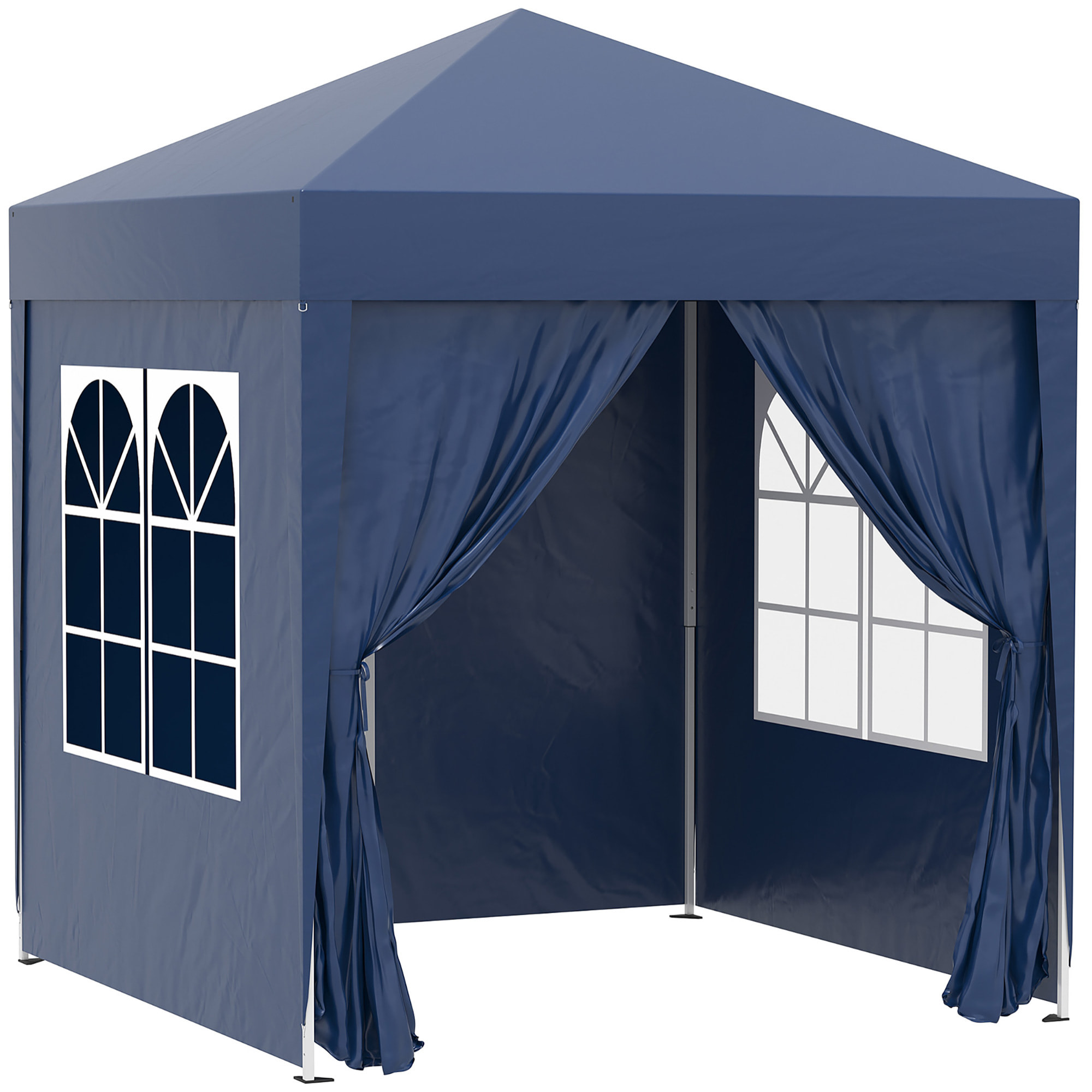 Outsunny Carpa Plegable 2x2m Exterior con 4 Paredes y Bolsa de Transporte Azul