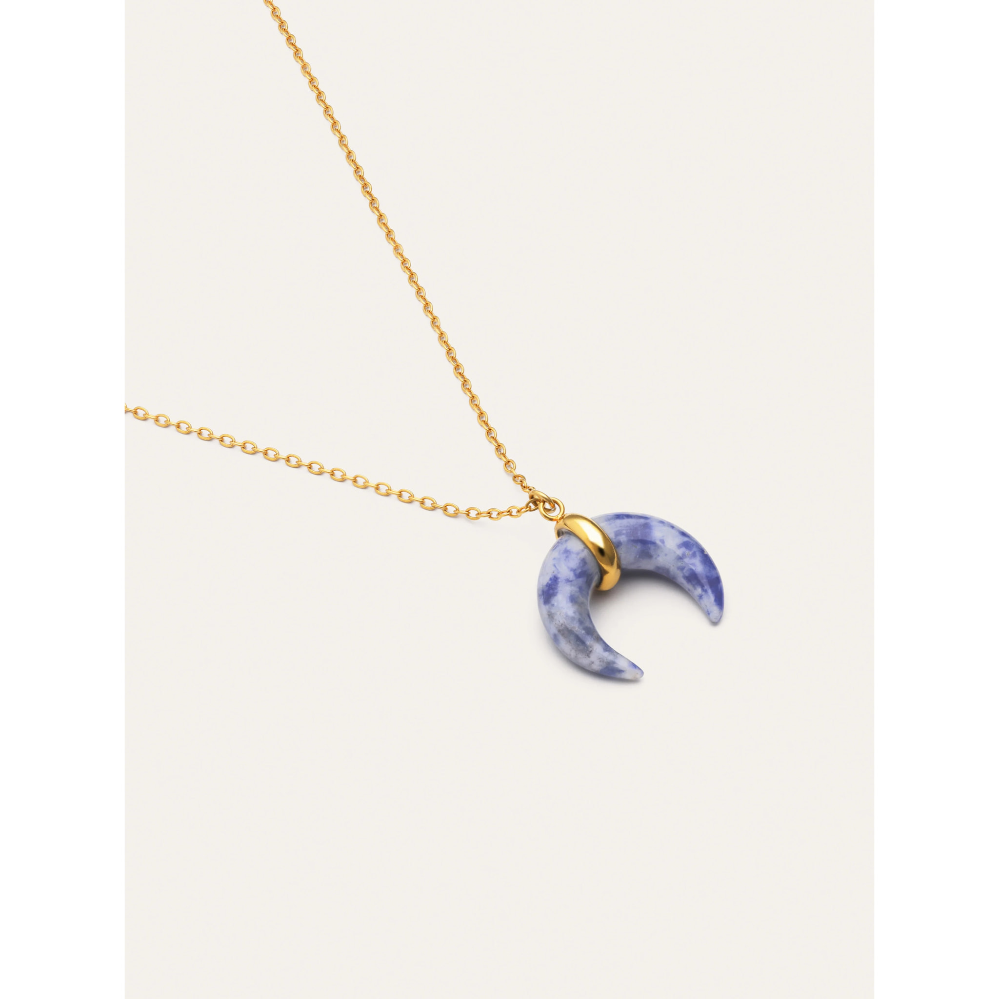 Collana Mini Moon Blu Acciao Placcato Oro