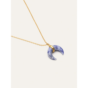 Collana Mini Moon Blu Acciao Placcato Oro
