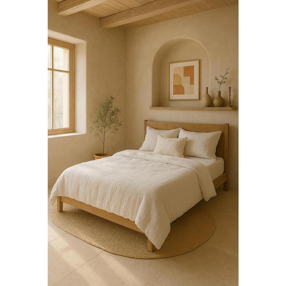 Drap housse gaze de coton lavé blanc pur