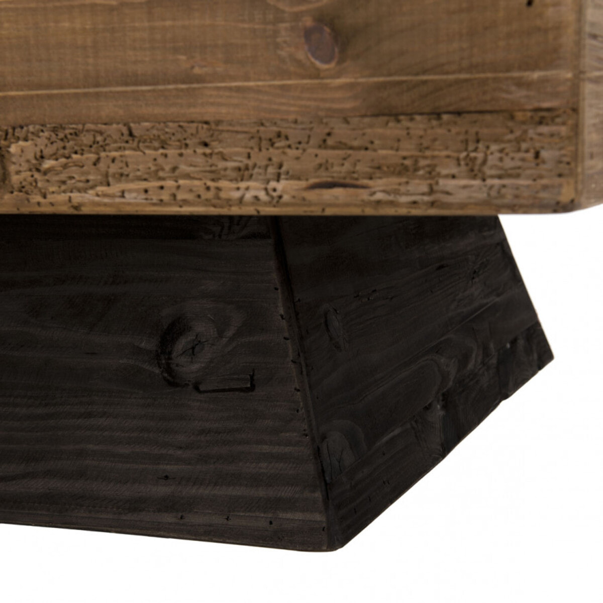 ANDRIAN - Table basse carrée marron 99.5x99.5cm bois Pin recyclé piètement noir