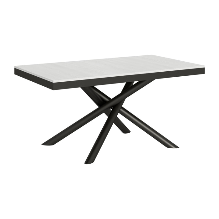 Table extensible 90x160/420 cm Famas Evolution Frêne Blanc cadre Anthracite