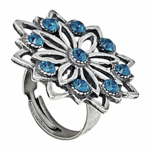 Anillo Carrusel en plata 10µm y cristal azul