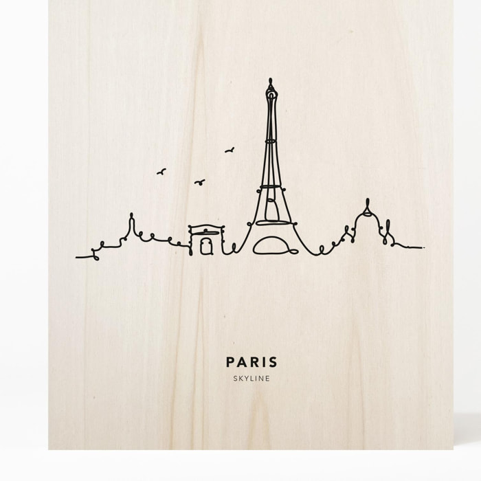 Tableau en bois Paris Skyline Hauteur: 40 Longueur: 30 Largeur: 1